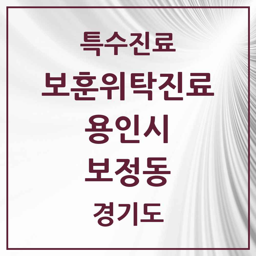 2025 경기도 용인시 보정동 보훈위탁진료 요양기관 의원·병원 목록 2곳