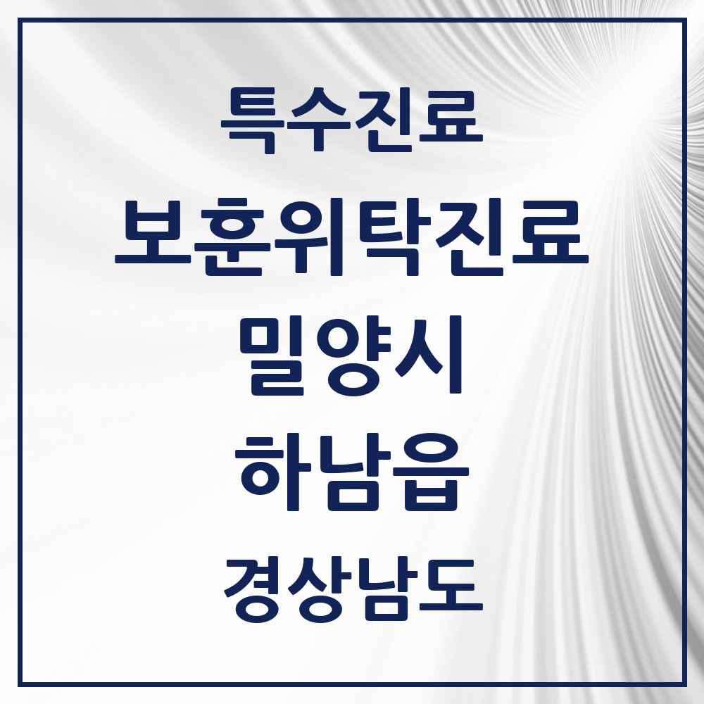 2025 경상남도 밀양시 하남읍 보훈위탁진료 요양기관 의원·병원 목록 1곳
