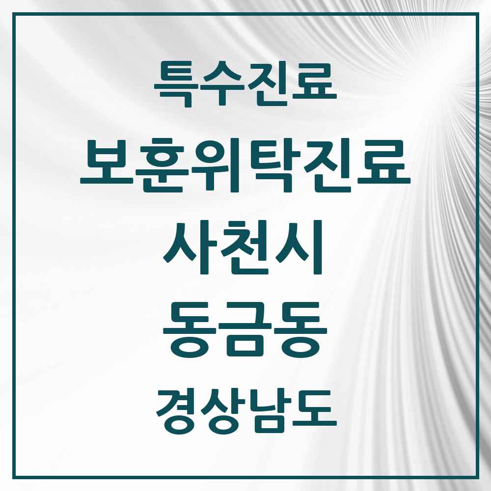 2025 경상남도 사천시 동금동 보훈위탁진료 요양기관 의원·병원 목록 1곳