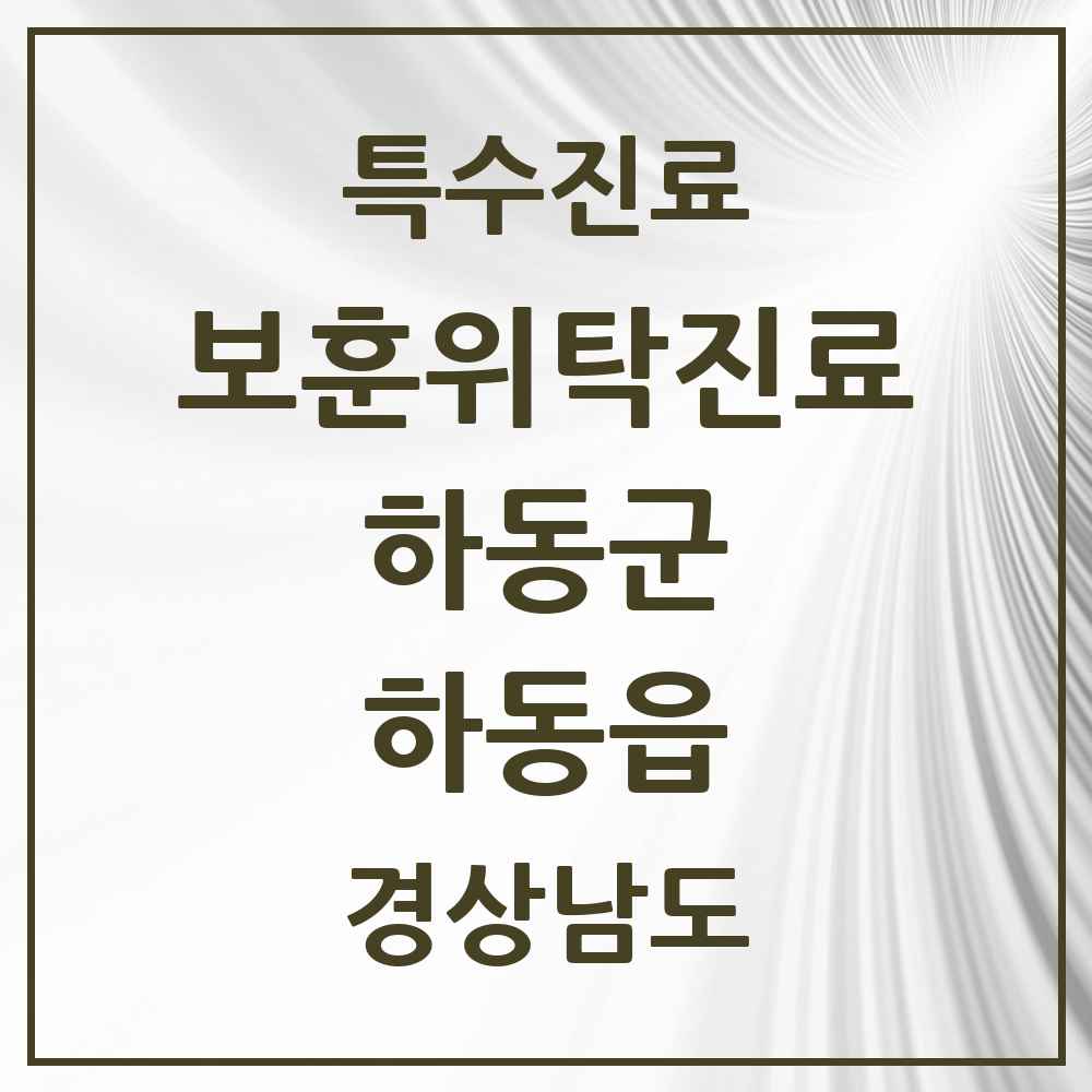 2025 경상남도 하동군 하동읍 보훈위탁진료 요양기관 의원·병원 목록 2곳