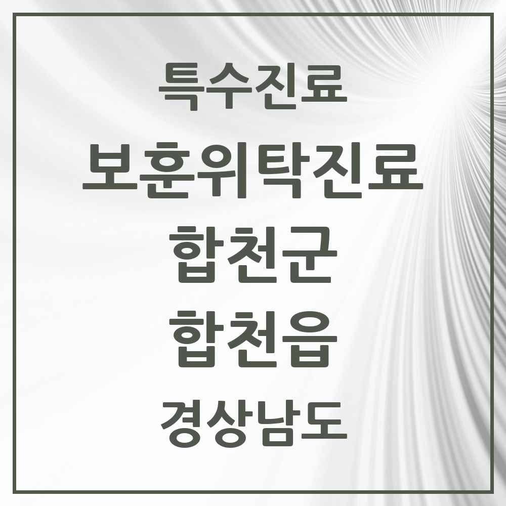 2025 경상남도 합천군 합천읍 보훈위탁진료 요양기관 의원·병원 목록 1곳