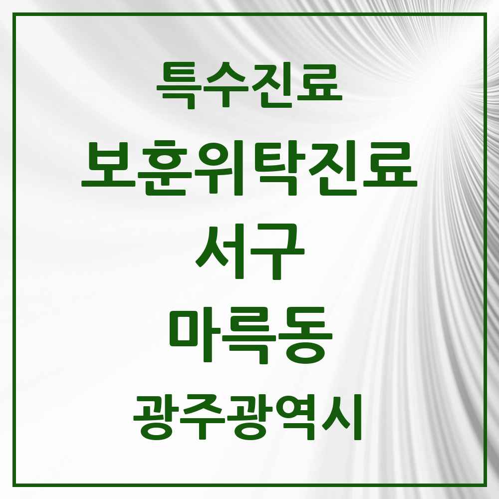 2025 광주광역시 서구 마륵동 보훈위탁진료 요양기관 의원·병원 목록 1곳