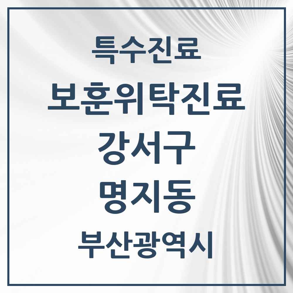 2025 부산광역시 강서구 명지동 보훈위탁진료 요양기관 의원·병원 목록 1곳
