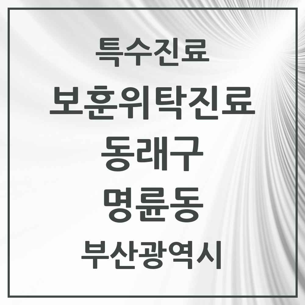 2025 부산광역시 동래구 명륜동 보훈위탁진료 요양기관 의원·병원 목록 1곳
