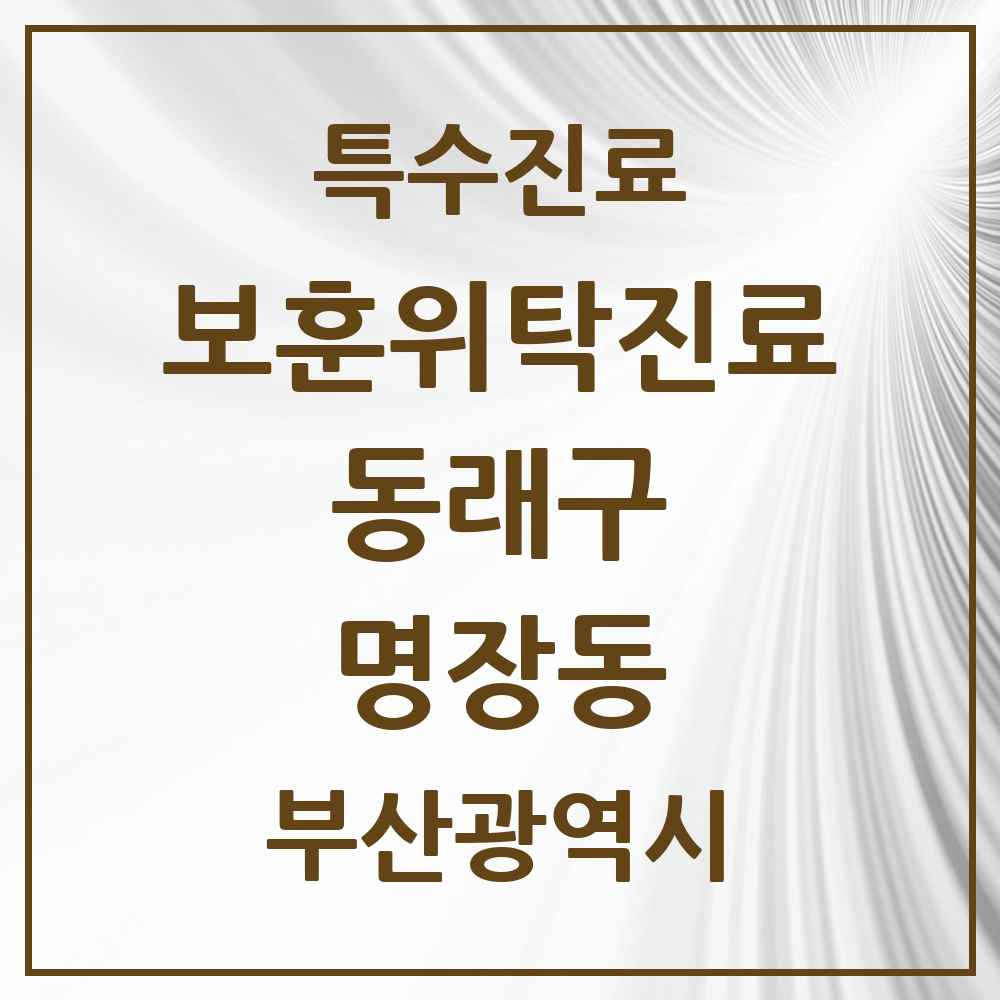 2025 부산광역시 동래구 명장동 보훈위탁진료 요양기관 의원·병원 목록 1곳