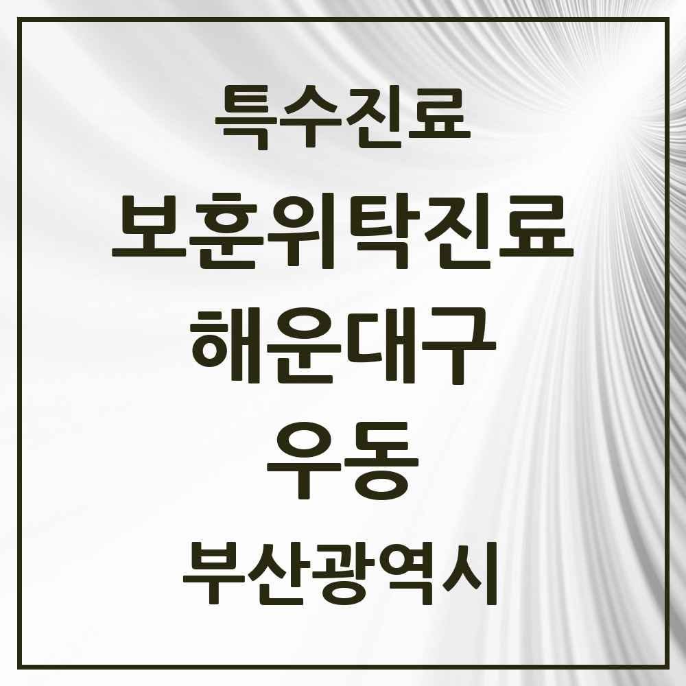 2025 부산광역시 해운대구 우동 보훈위탁진료 요양기관 의원·병원 목록 2곳