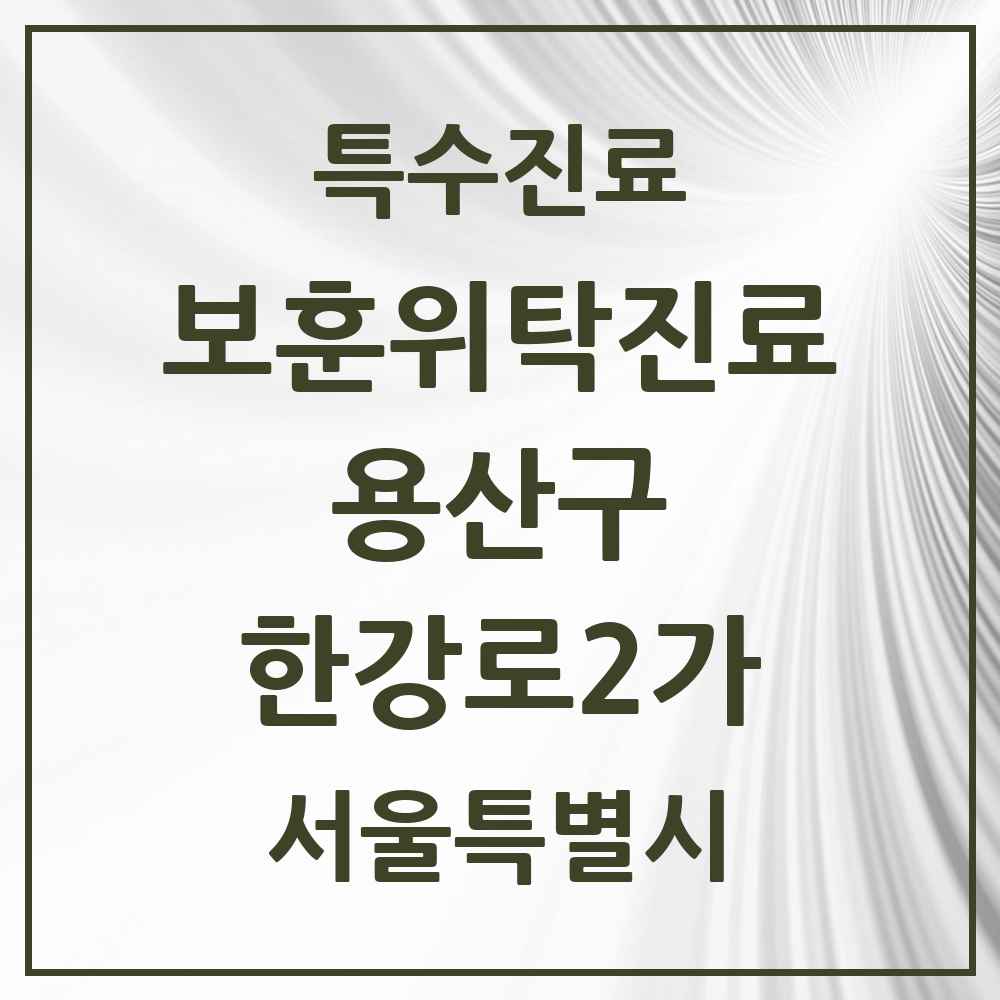 2025 서울특별시 용산구 한강로2가 보훈위탁진료 요양기관 의원·병원 목록 2곳