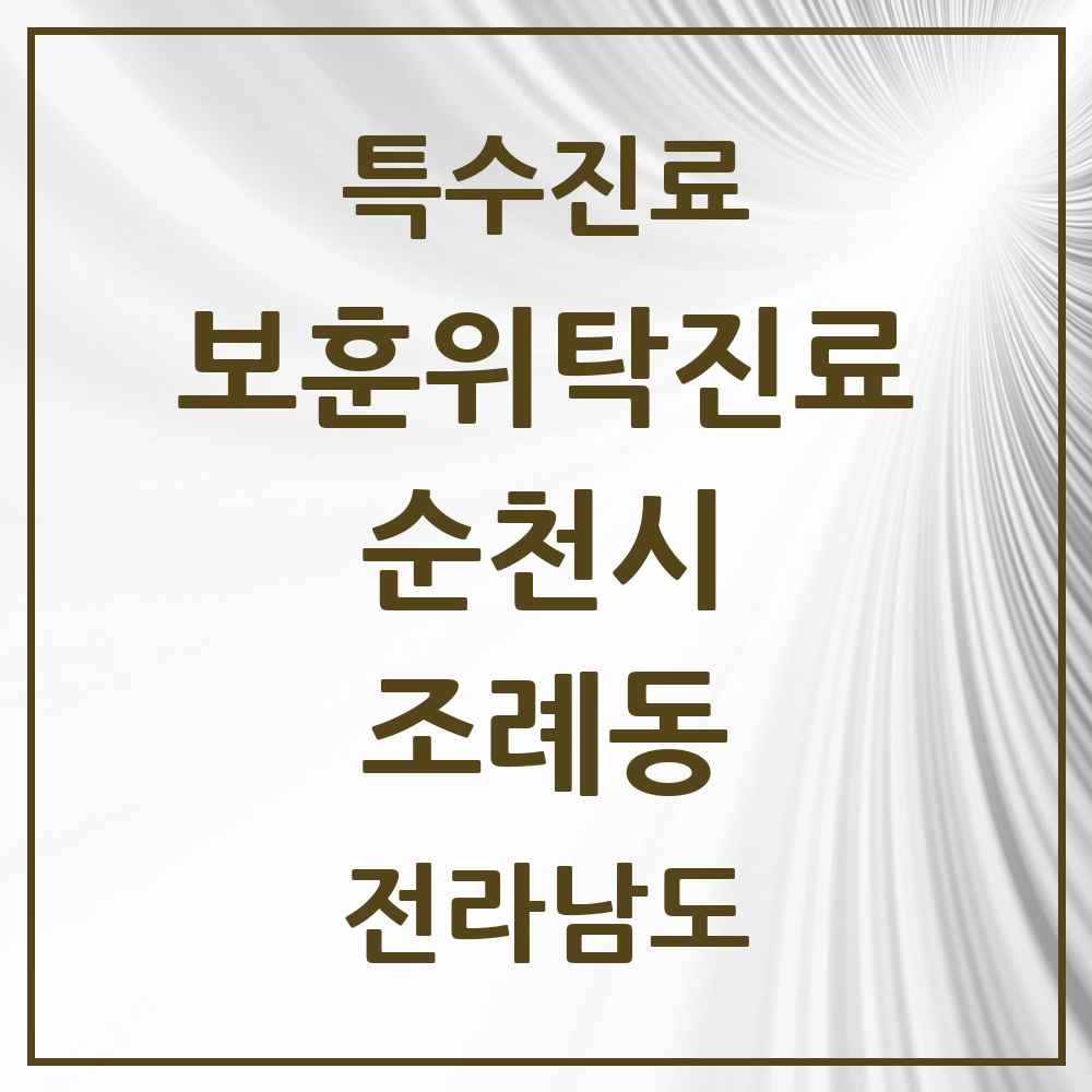 2025 전라남도 순천시 조례동 보훈위탁진료 요양기관 의원·병원 목록 6곳