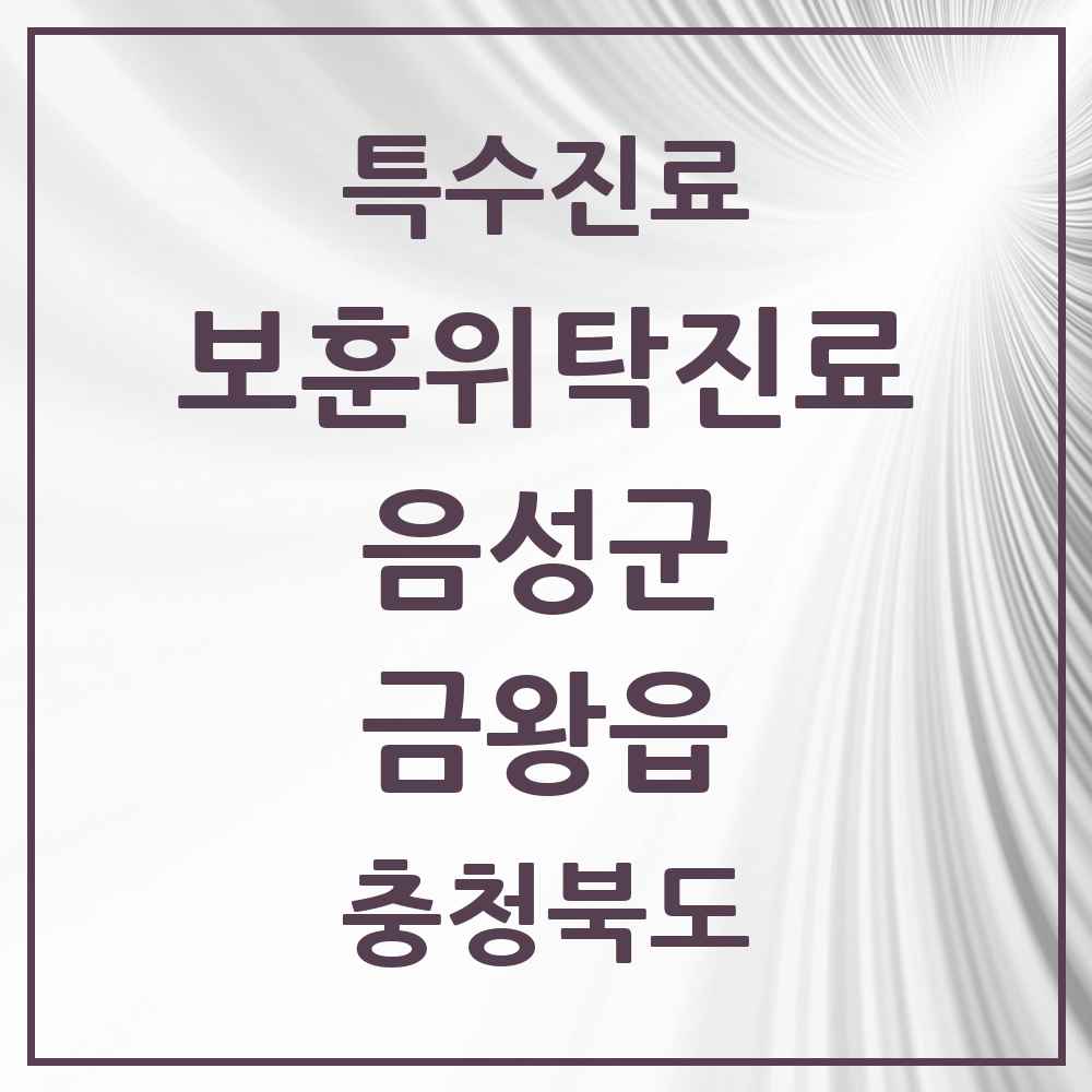 2025 충청북도 음성군 금왕읍 보훈위탁진료 요양기관 의원·병원 목록 1곳