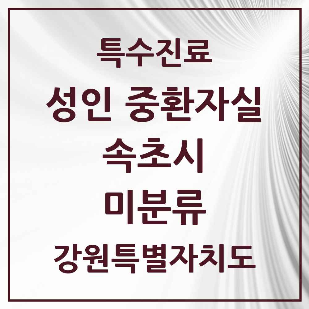 2025 강원특별자치도 속초시 미분류 성인 중환자실 의원·병원 목록 1곳