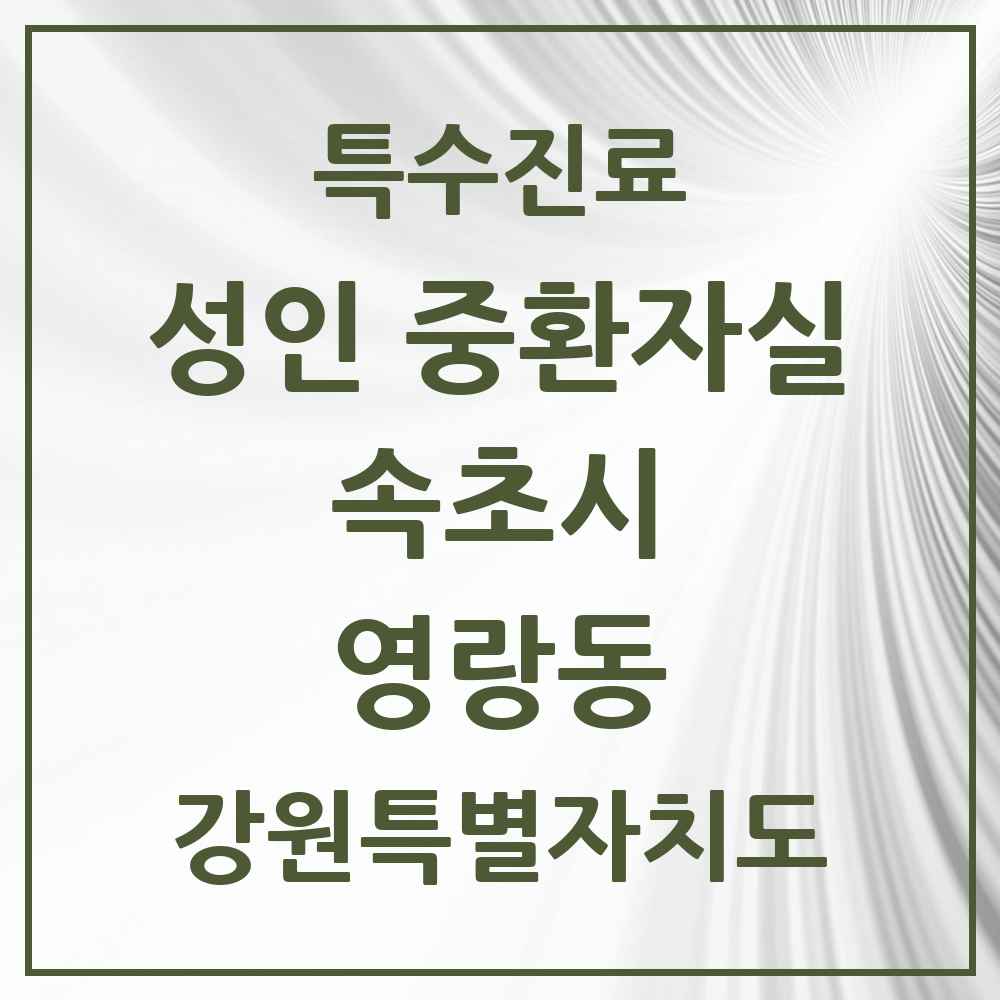 2025 강원특별자치도 속초시 영랑동 성인 중환자실 의원·병원 목록 1곳