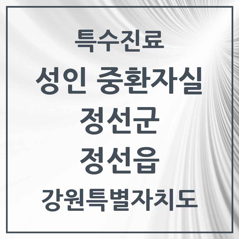 2025 강원특별자치도 정선군 정선읍 성인 중환자실 의원·병원 목록 1곳