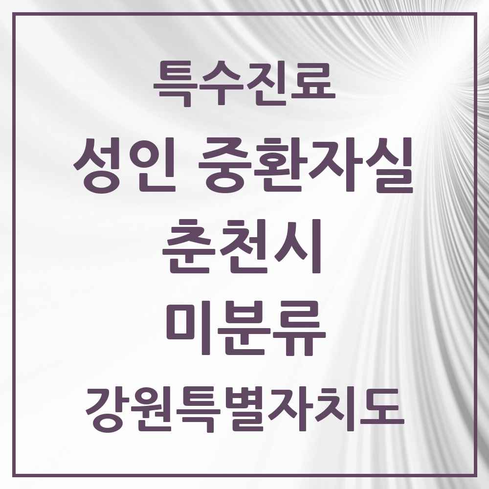 2025 강원특별자치도 춘천시 미분류 성인 중환자실 의원·병원 목록 1곳