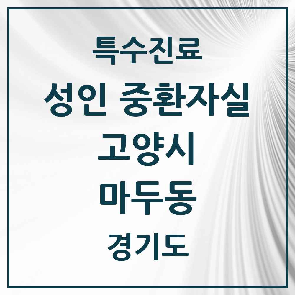 2025 경기도 고양시 마두동 성인 중환자실 의원·병원 목록 1곳