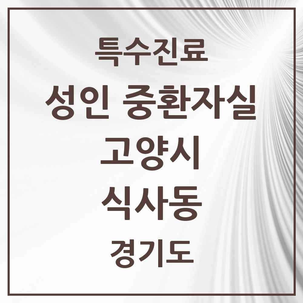 2025 경기도 고양시 식사동 성인 중환자실 의원·병원 목록 1곳