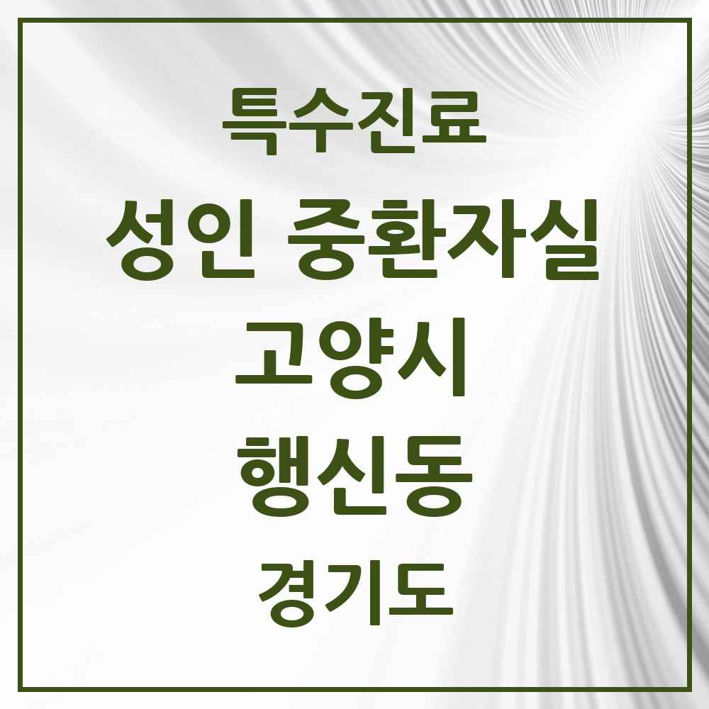 2025 경기도 고양시 행신동 성인 중환자실 의원·병원 목록 1곳