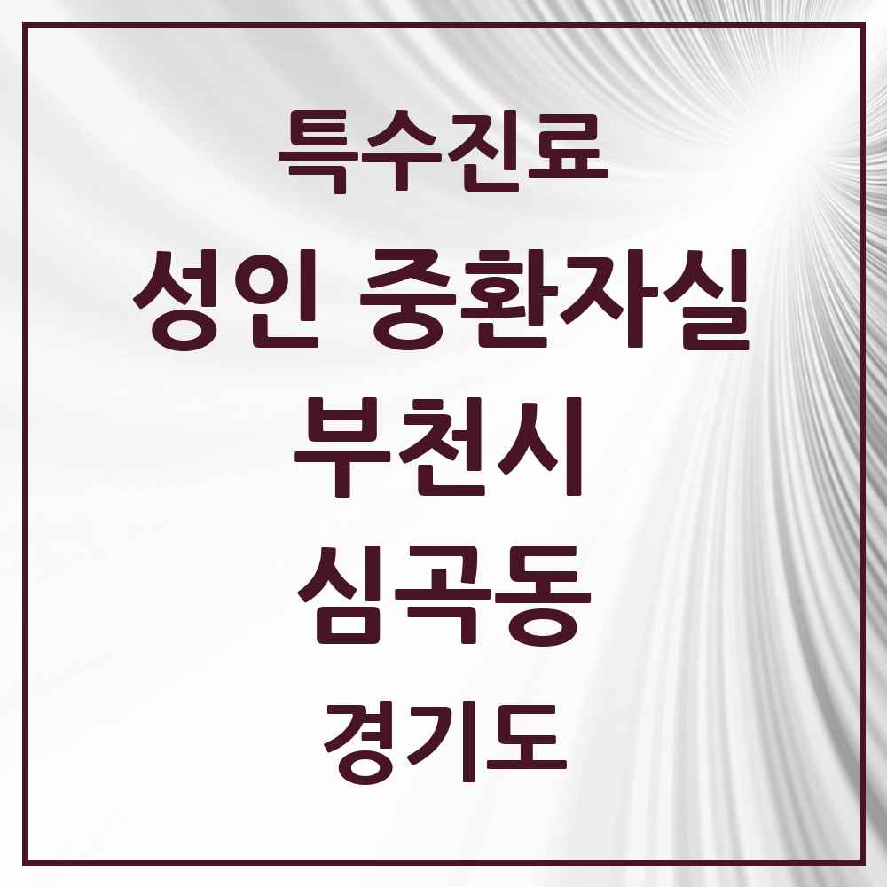 2025 경기도 부천시 심곡동 성인 중환자실 의원·병원 목록 1곳