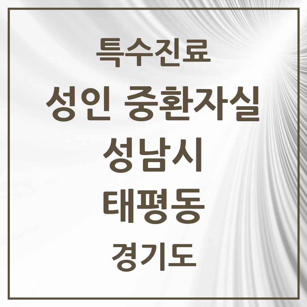 2025 경기도 성남시 태평동 성인 중환자실 의원·병원 목록 1곳
