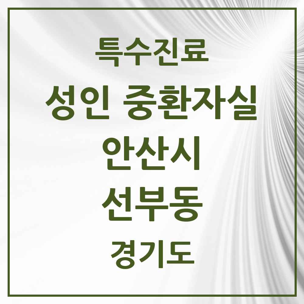 2025 경기도 안산시 선부동 성인 중환자실 의원·병원 목록 1곳