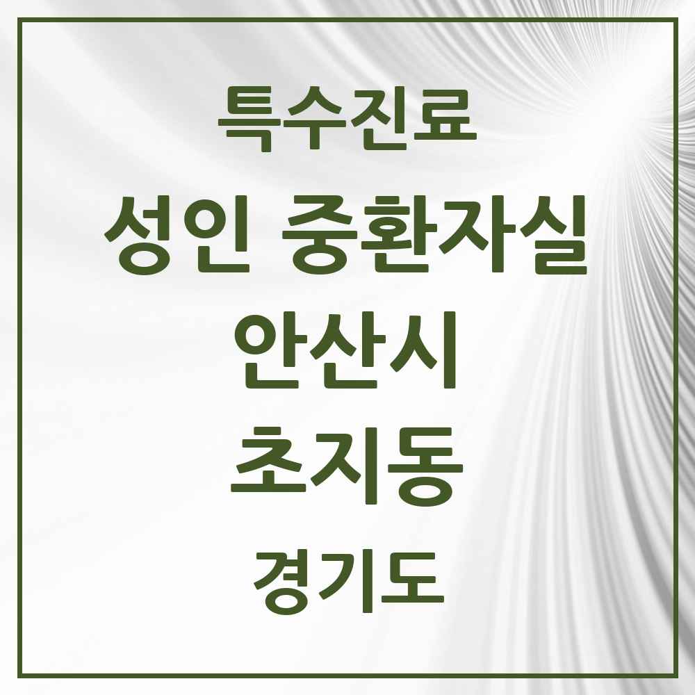 2025 경기도 안산시 초지동 성인 중환자실 의원·병원 목록 1곳