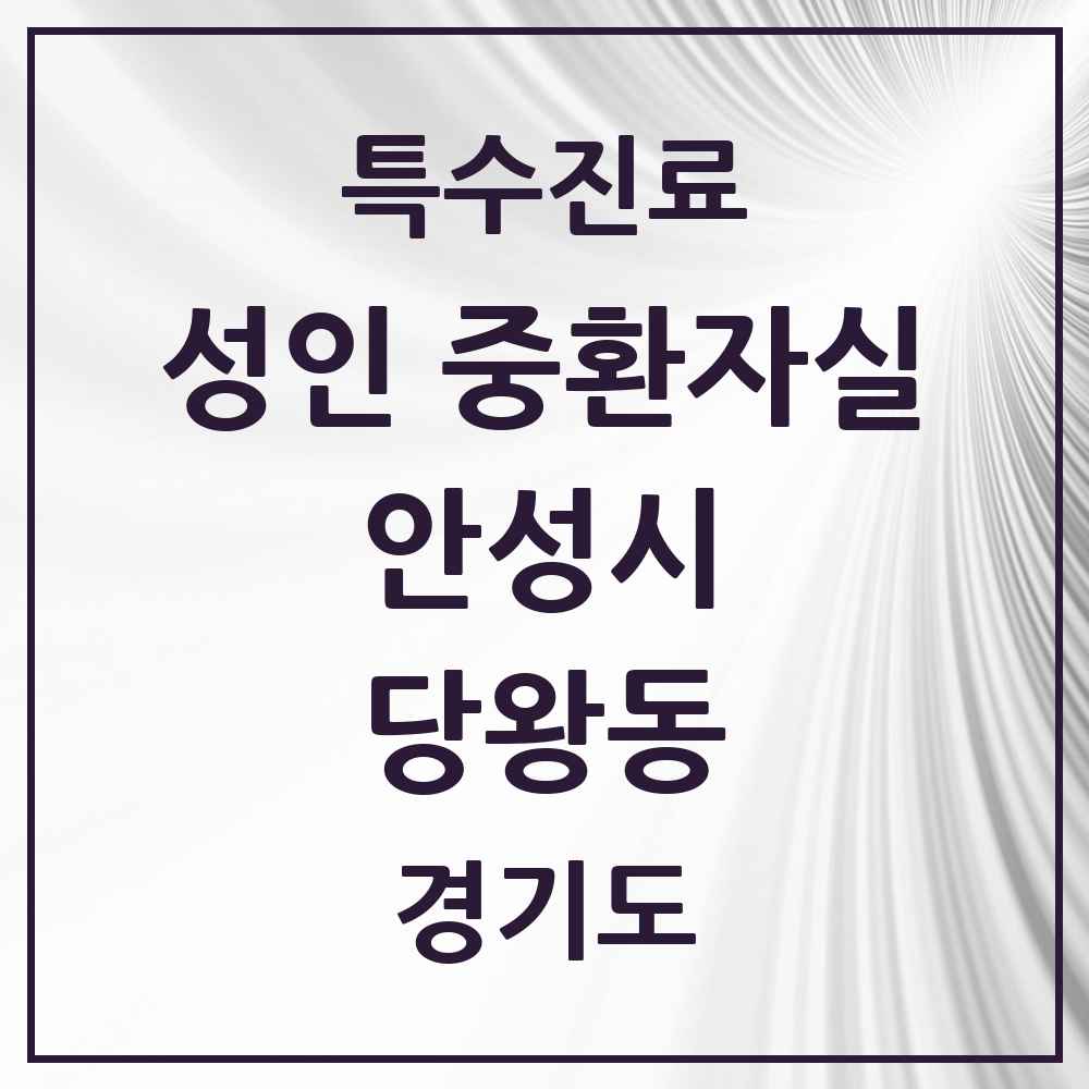2025 경기도 안성시 당왕동 성인 중환자실 의원·병원 목록 1곳