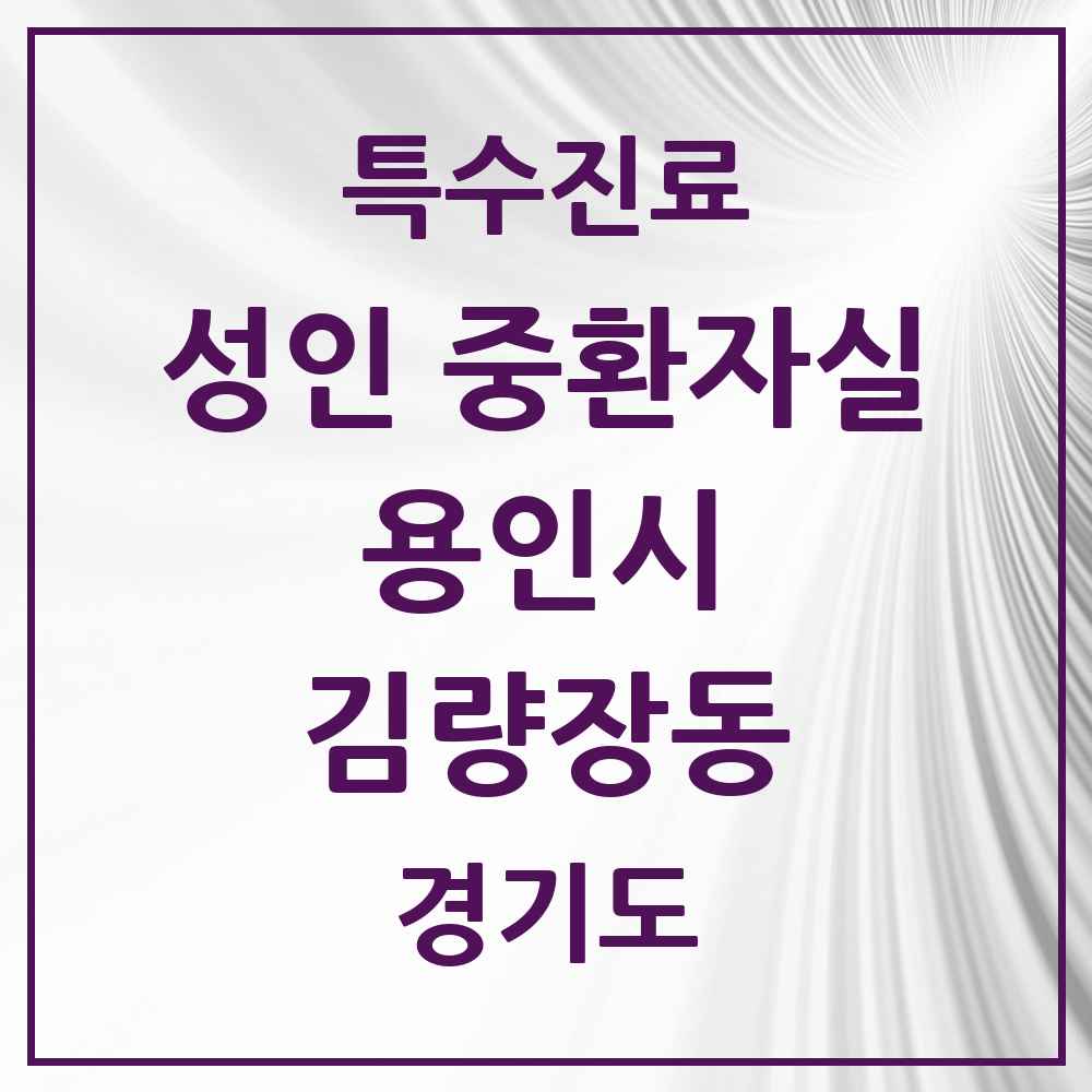 2025 경기도 용인시 김량장동 성인 중환자실 의원·병원 목록 2곳