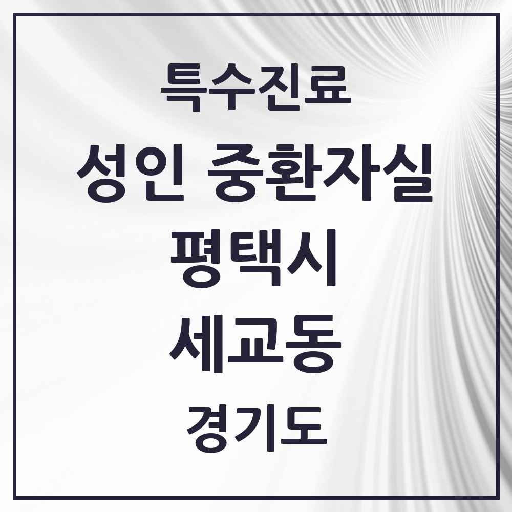 2025 경기도 평택시 세교동 성인 중환자실 의원·병원 목록 1곳