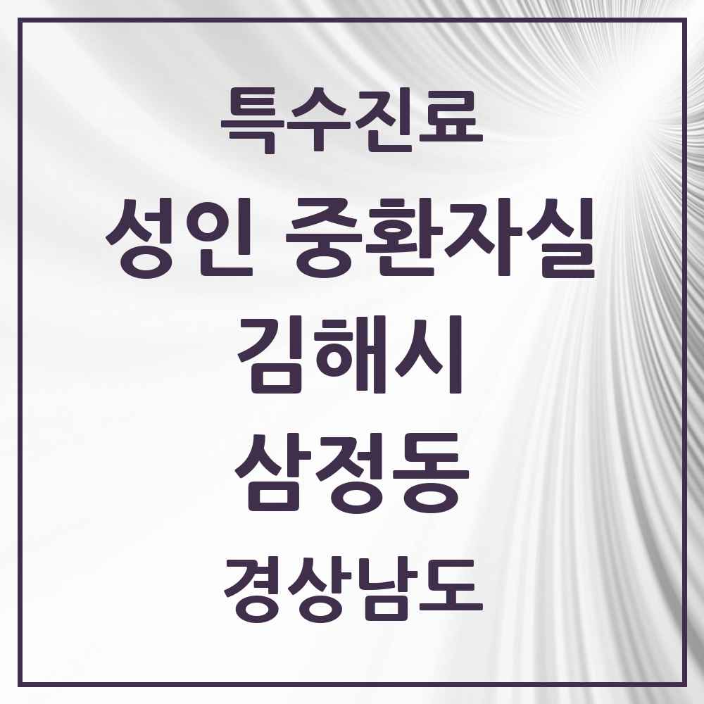 2025 경상남도 김해시 삼정동 성인 중환자실 의원·병원 목록 1곳
