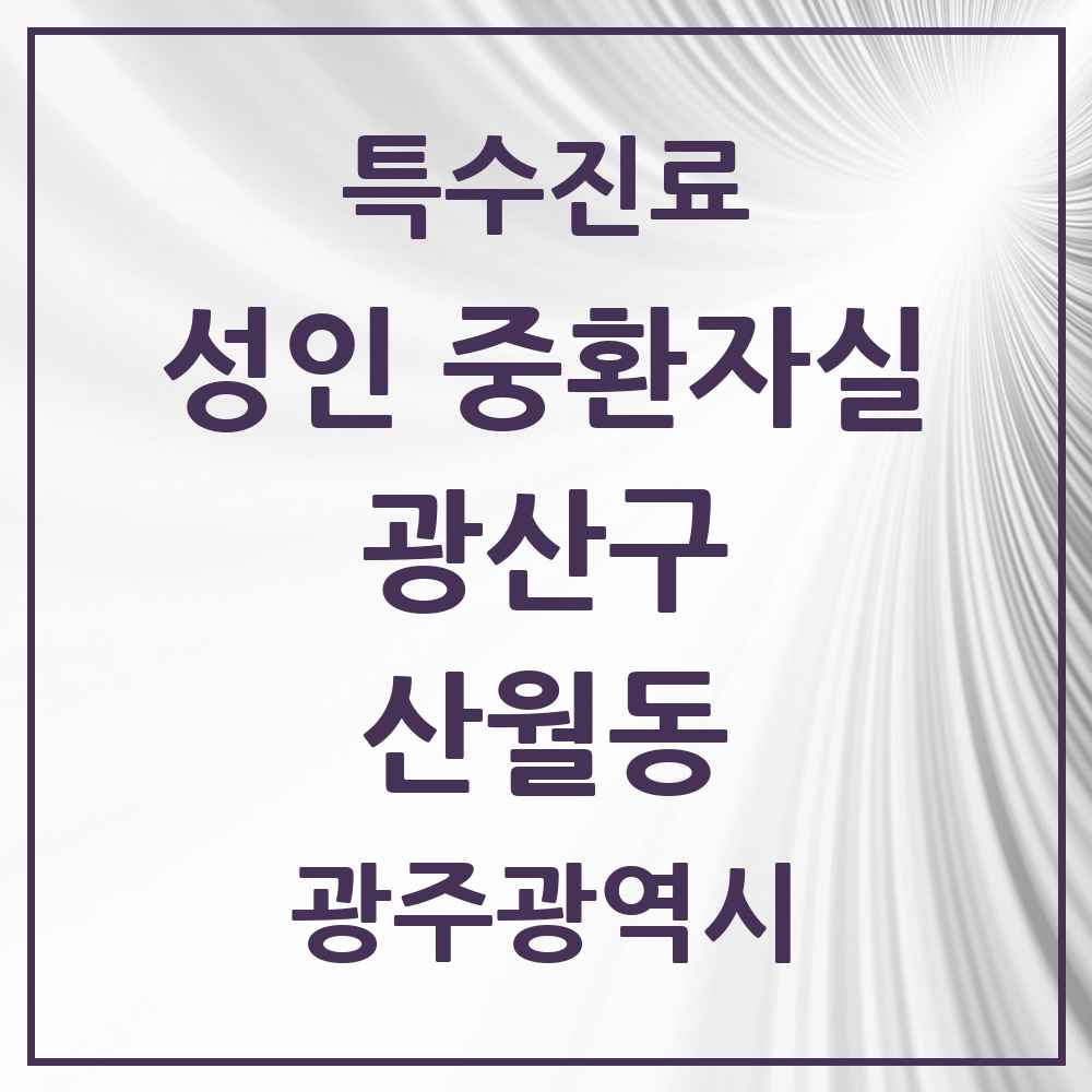 2025 광주광역시 광산구 산월동 성인 중환자실 의원·병원 목록 1곳