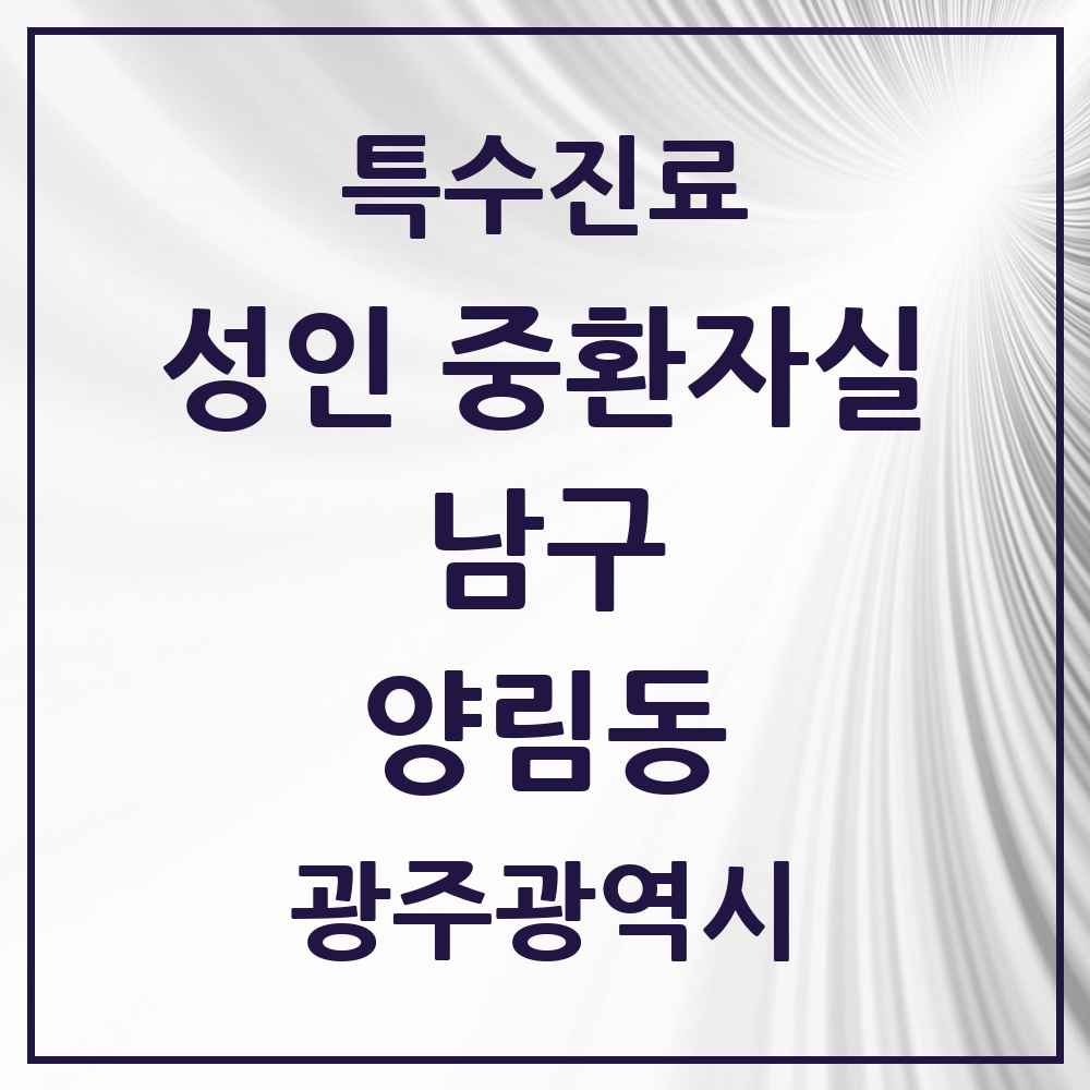 2025 광주광역시 남구 양림동 성인 중환자실 의원·병원 목록 1곳