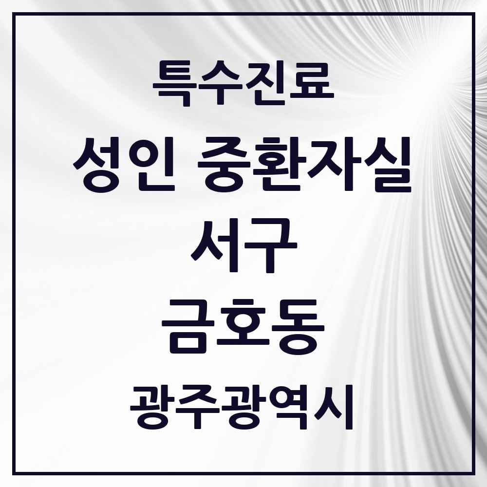 2025 광주광역시 서구 금호동 성인 중환자실 의원·병원 목록 1곳