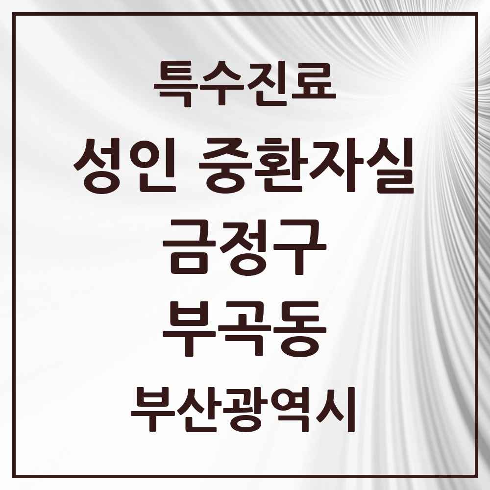 2025 부산광역시 금정구 부곡동 성인 중환자실 의원·병원 목록 1곳