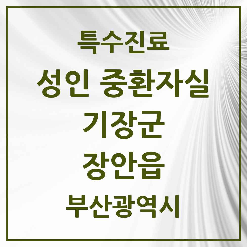2025 부산광역시 기장군 장안읍 성인 중환자실 의원·병원 목록 1곳