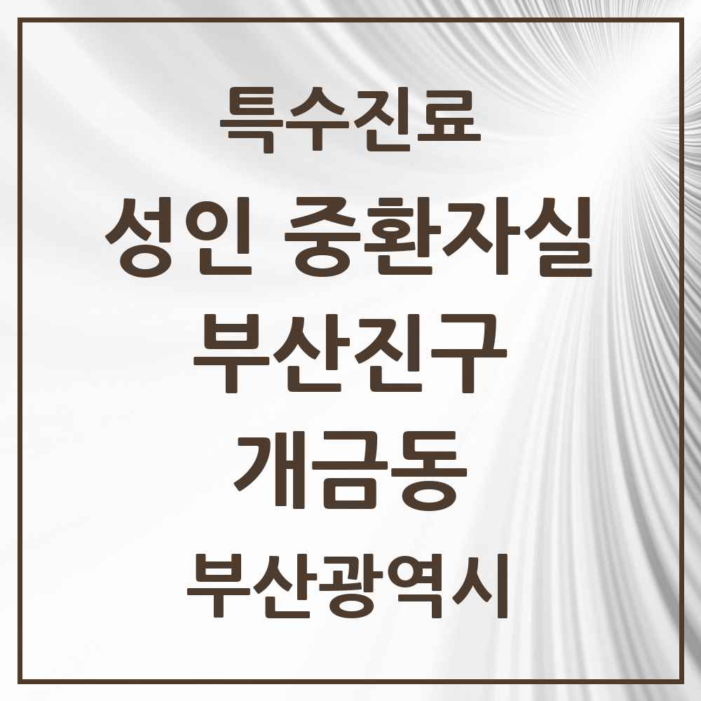 2025 부산광역시 부산진구 개금동 성인 중환자실 의원·병원 목록 1곳