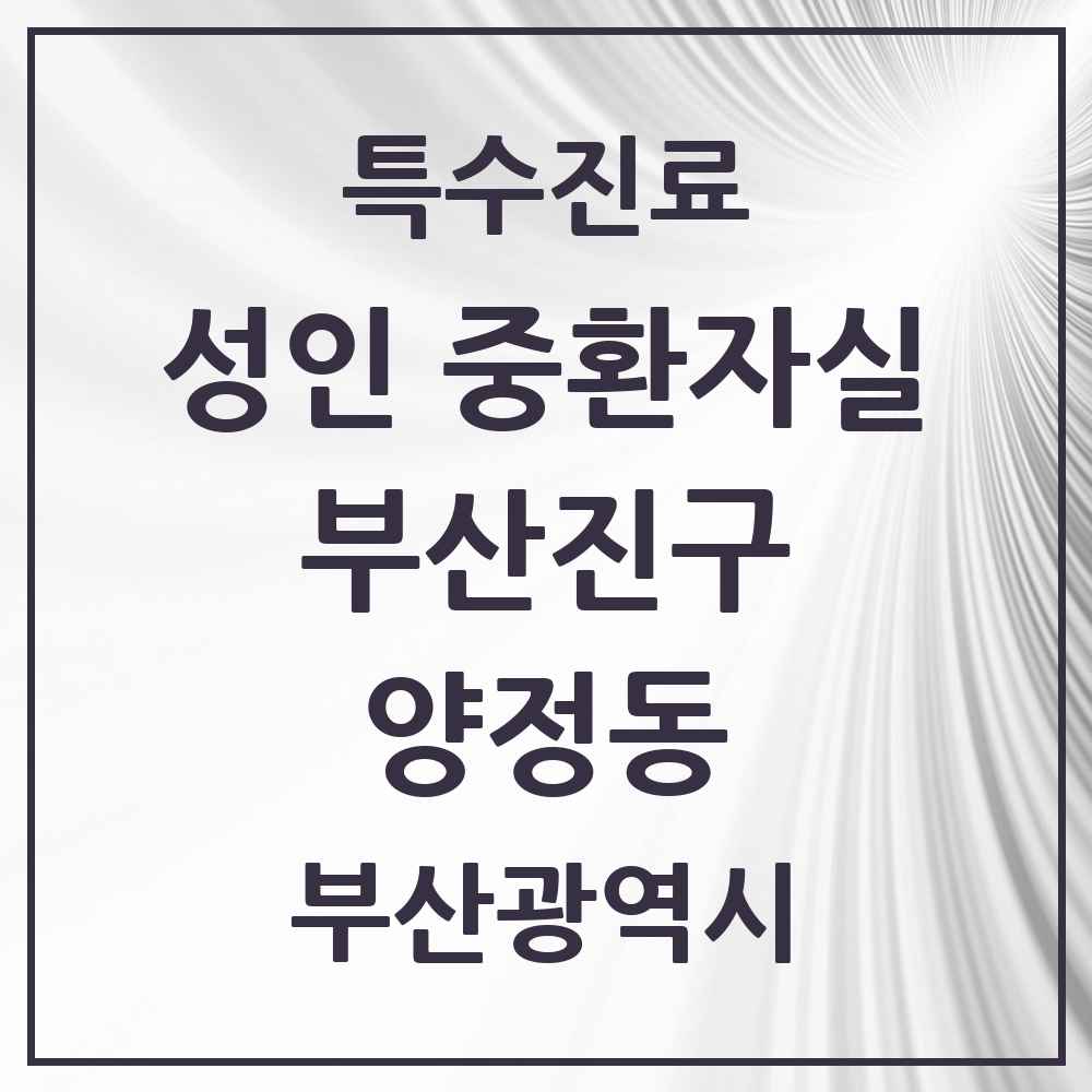 2025 부산광역시 부산진구 양정동 성인 중환자실 의원·병원 목록 1곳
