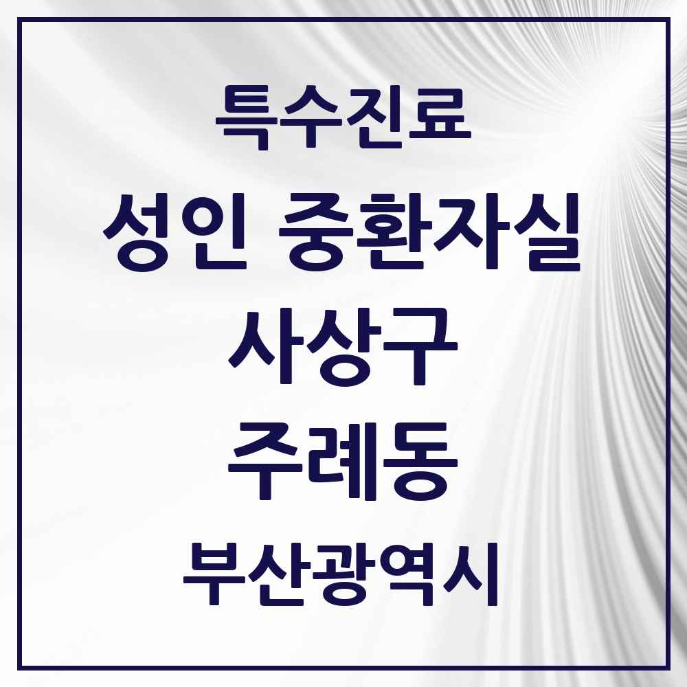 2025 부산광역시 사상구 주례동 성인 중환자실 의원·병원 목록 2곳