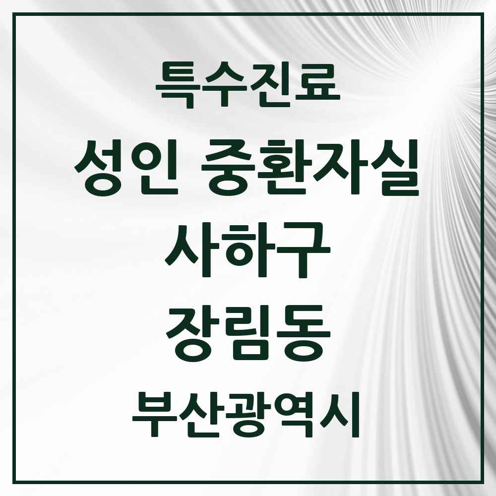2025 부산광역시 사하구 장림동 성인 중환자실 의원·병원 목록 1곳