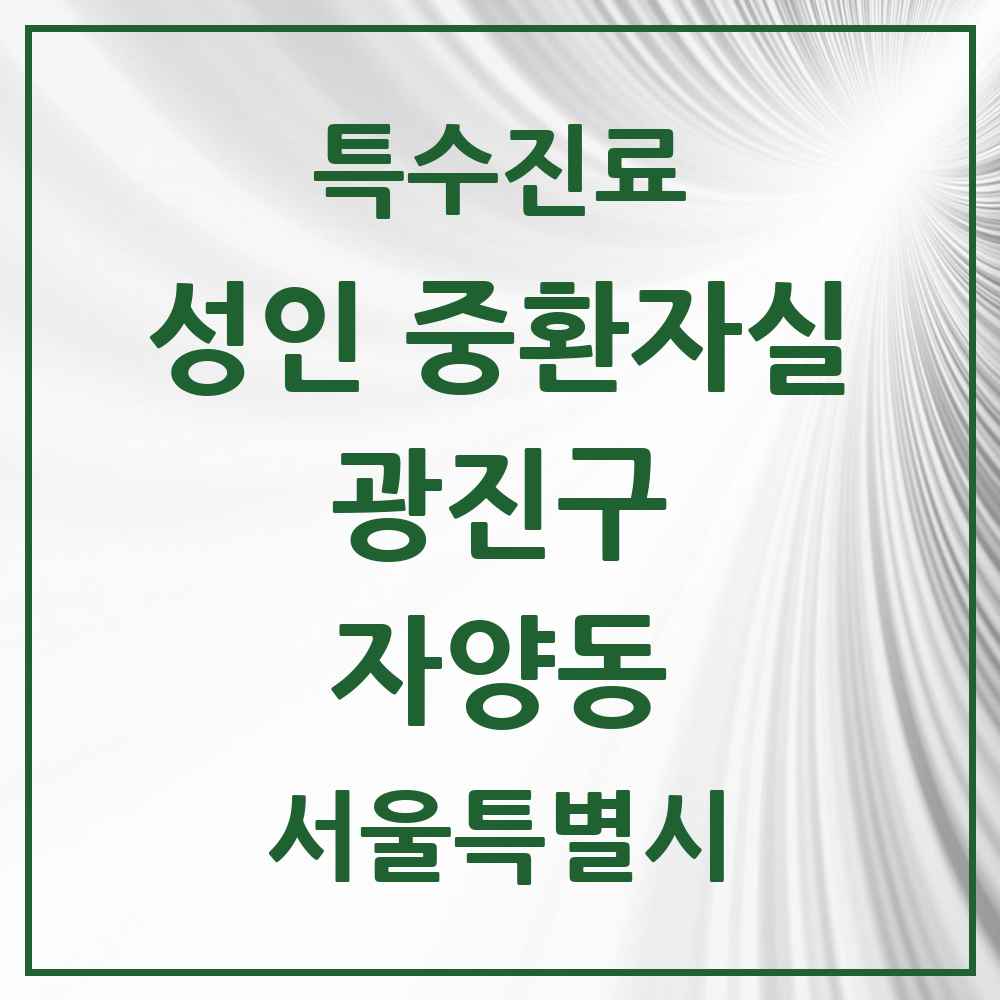 2025 서울특별시 광진구 자양동 성인 중환자실 의원·병원 목록 1곳