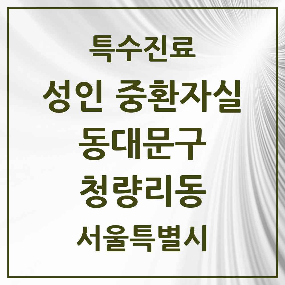 2025 서울특별시 동대문구 청량리동 성인 중환자실 의원·병원 목록 1곳
