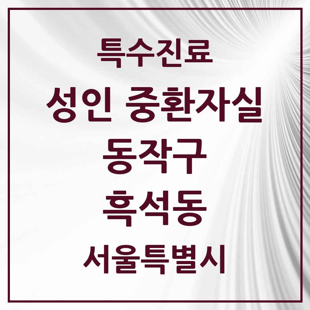 2025 서울특별시 동작구 흑석동 성인 중환자실 의원·병원 목록 1곳