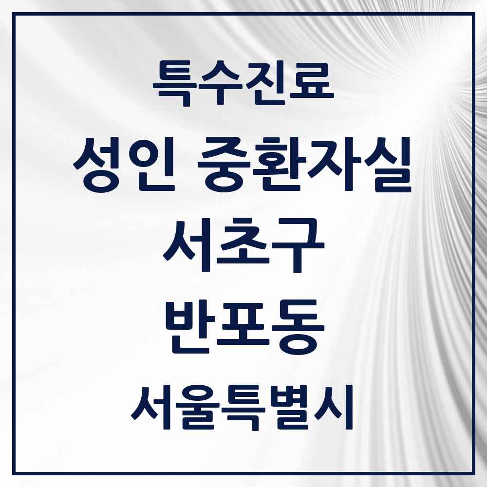 2025 서울특별시 서초구 반포동 성인 중환자실 의원·병원 목록 1곳