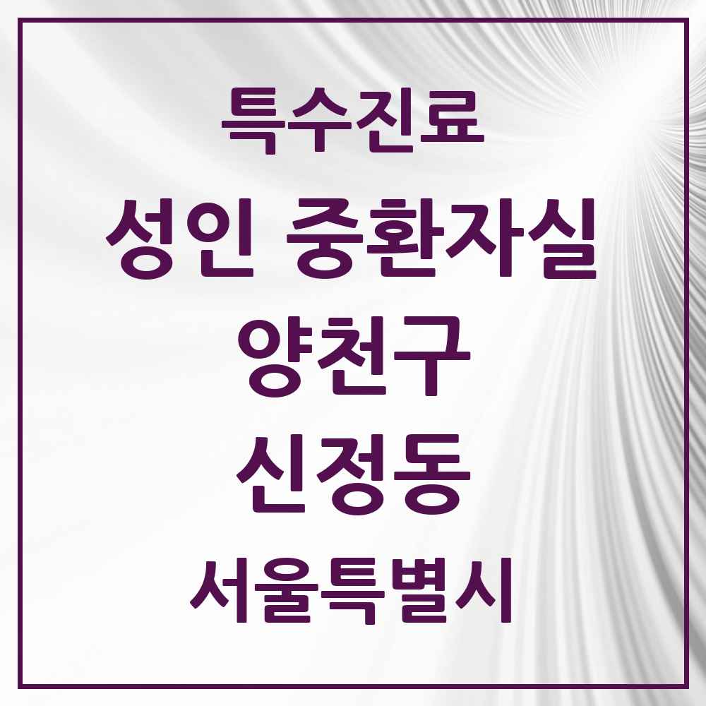 2025 서울특별시 양천구 신정동 성인 중환자실 의원·병원 목록 2곳