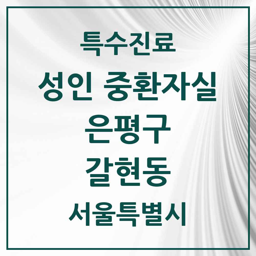 2025 서울특별시 은평구 갈현동 성인 중환자실 의원·병원 목록 1곳