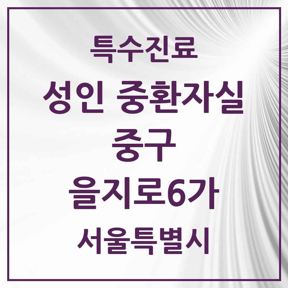 2025 서울특별시 중구 을지로6가 성인 중환자실 의원·병원 목록 1곳