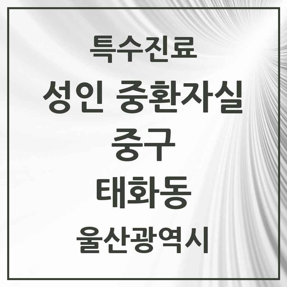 2025 울산광역시 중구 태화동 성인 중환자실 의원·병원 목록 1곳