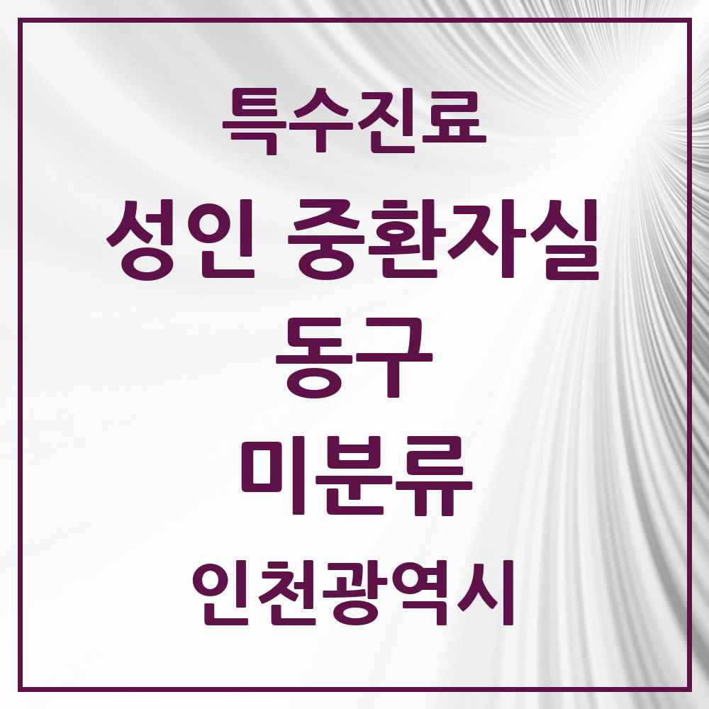 2025 인천광역시 동구 미분류 성인 중환자실 의원·병원 목록 1곳