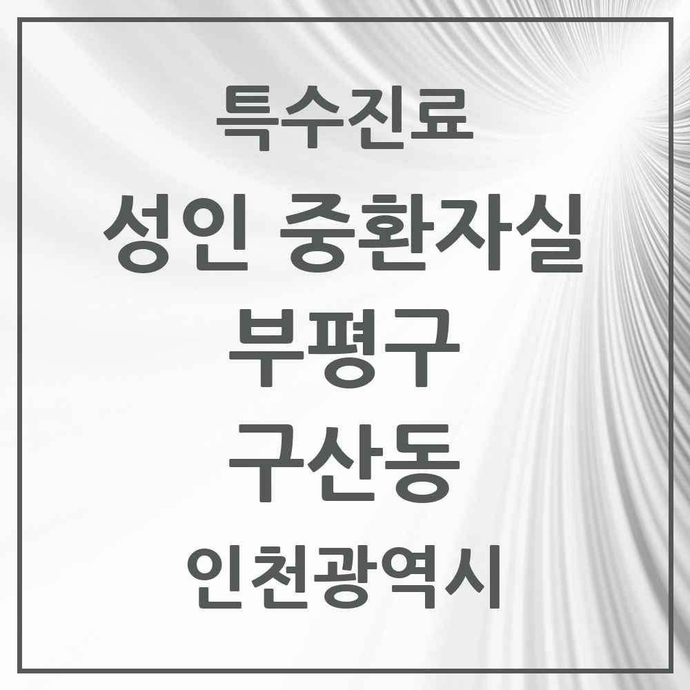2025 인천광역시 부평구 구산동 성인 중환자실 의원·병원 목록 1곳