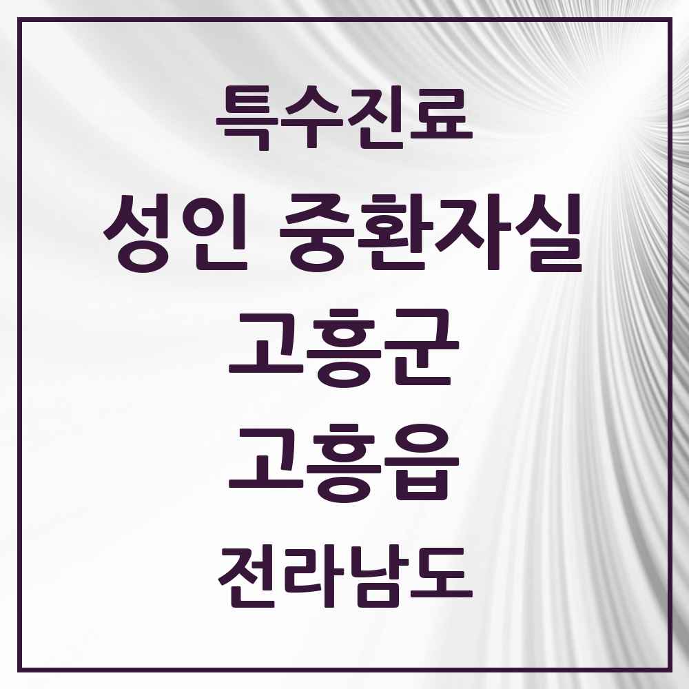 2025 전라남도 고흥군 고흥읍 성인 중환자실 의원·병원 목록 1곳