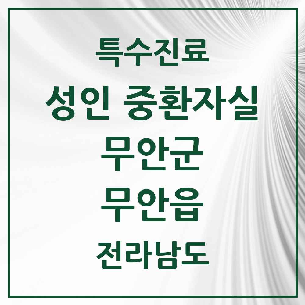 2025 전라남도 무안군 무안읍 성인 중환자실 의원·병원 목록 1곳