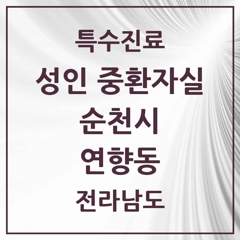 2025 전라남도 순천시 연향동 성인 중환자실 의원·병원 목록 1곳